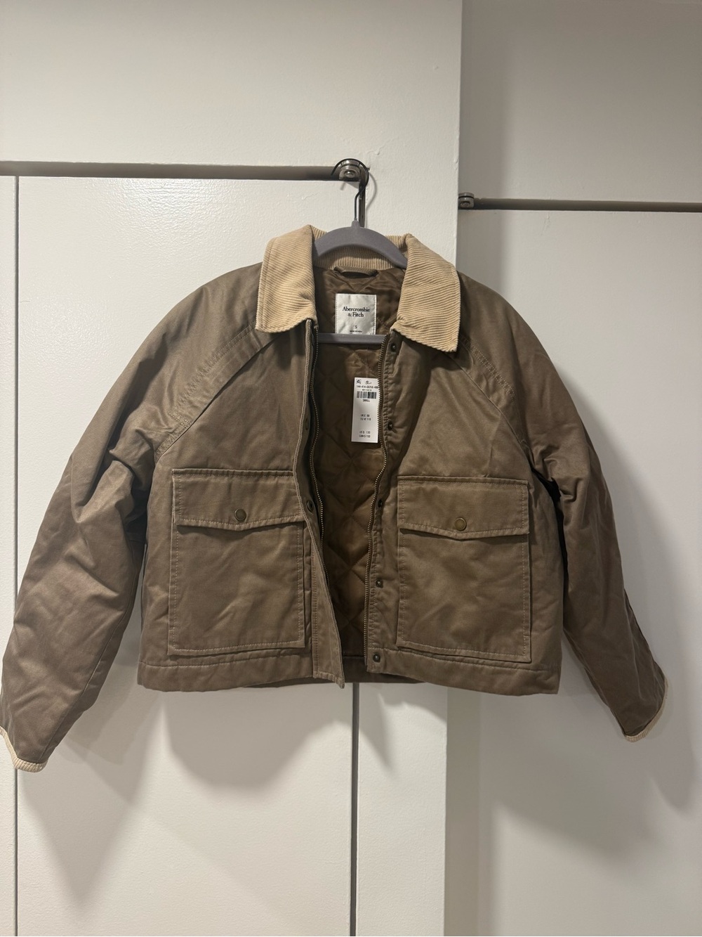Abercrombie & Fitch Brown Bomber Jacket with Contrast Corduroy Collar